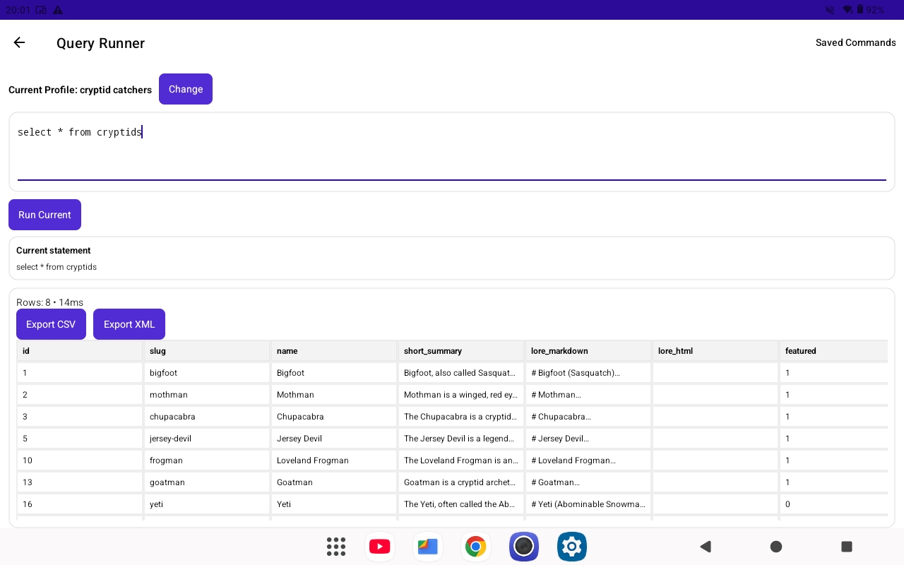 Placeholder image: QueryPilot app screenshot showing the query runner screen with results below